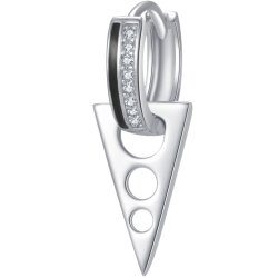 Męski srebrny kolczyk rodowany kółko angielski 925 trójkąt wiszący