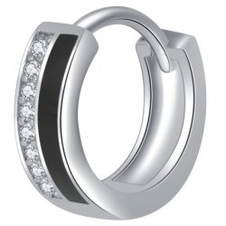 Męski srebrny kolczyk rodowany kółko angielski 925 dla mężczyzny chłopaka