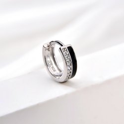 Męski srebrny kolczyk rodowany kółko angielski 925 dla mężczyzny chłopaka