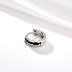 Męski srebrny kolczyk rodowany kółko angielski 925 dla mężczyzny chłopaka