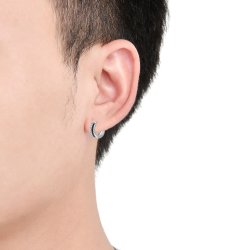 Męski srebrny kolczyk rodowany kółko angielski 925 dla mężczyzny chłopaka