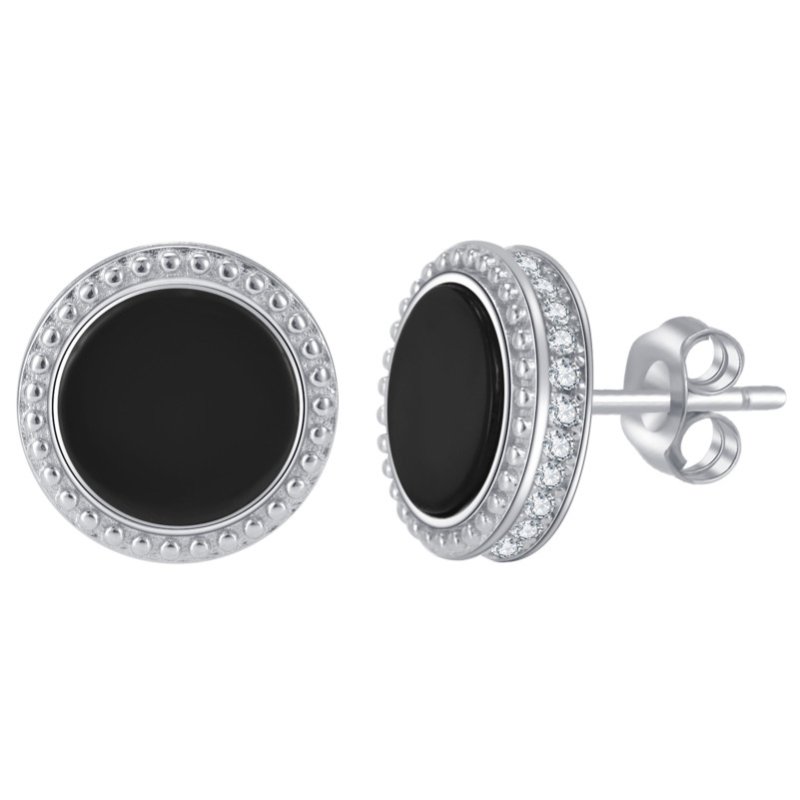 Męski srebrny kolczyk rodowany czarny sztyft wkrętka 925 dla mężczyzny