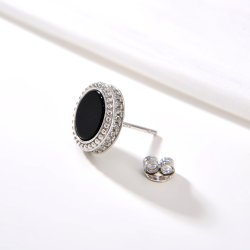 Męski srebrny kolczyk rodowany czarny sztyft wkrętka 925 dla mężczyzny