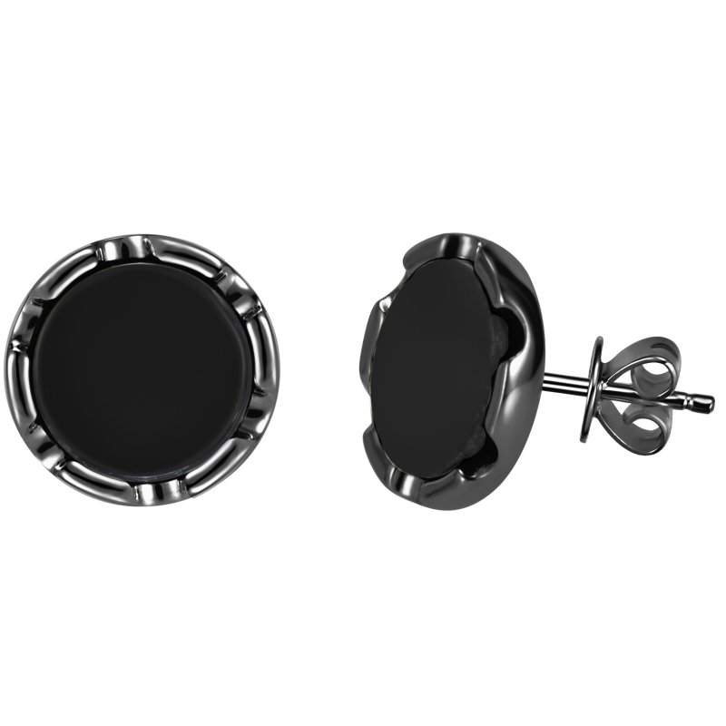 Męski srebrny kolczyk rodowany czarny sztyft wkrętka 925 dla mężczyzny