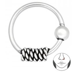 Srebrny kolczyk do nosa nostril piercing kółko srebro 925 dla dziewczyny