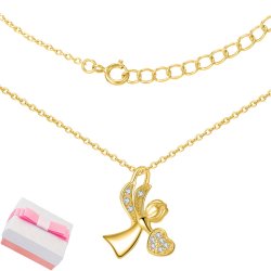 Srebrny łańcuszek dla dziewczynki na chrzest komunię naszyjnik aniołek srebro pozłacane 925