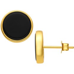 Męski srebrny kolczyk pozłacany czarny sztyft wkrętka 925 dla mężczyzny