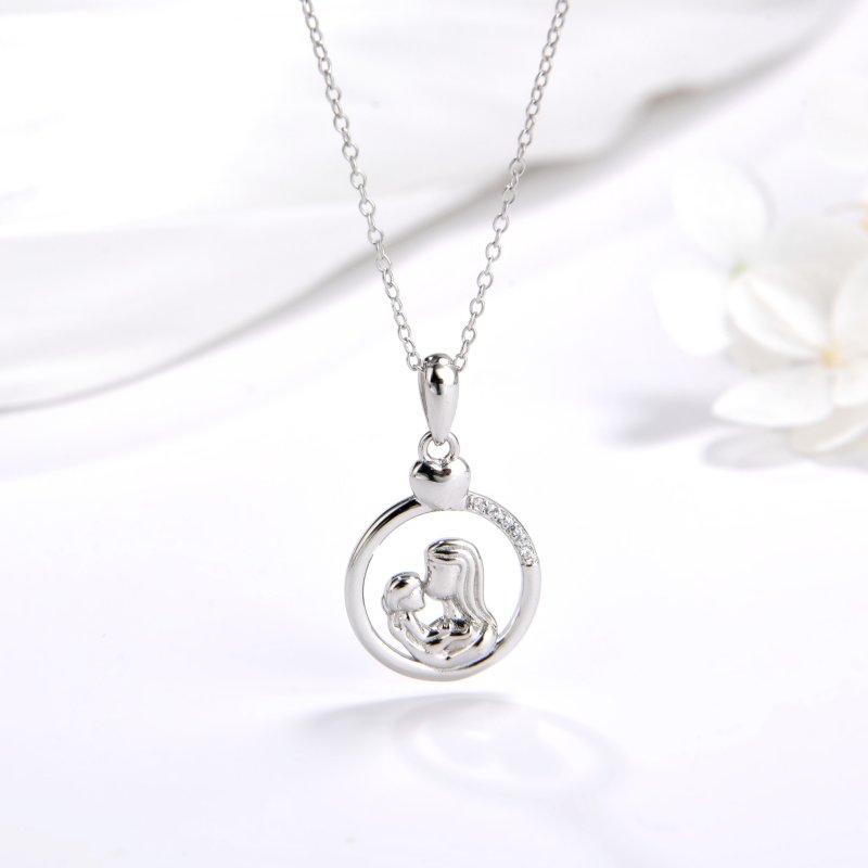 Naszyjnik srebrny łańcuszek damski matka dziecko miłość