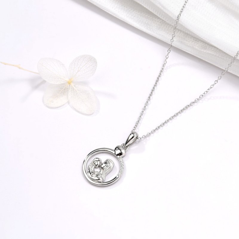 Naszyjnik srebrny łańcuszek damski matka dziecko miłość