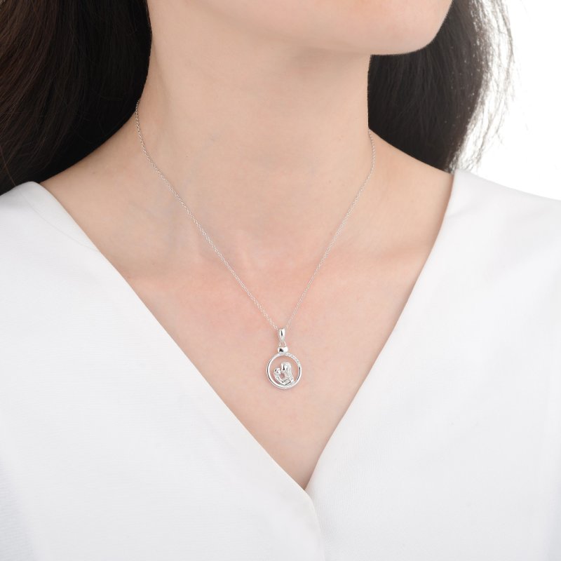 Naszyjnik srebrny łańcuszek damski matka dziecko miłość