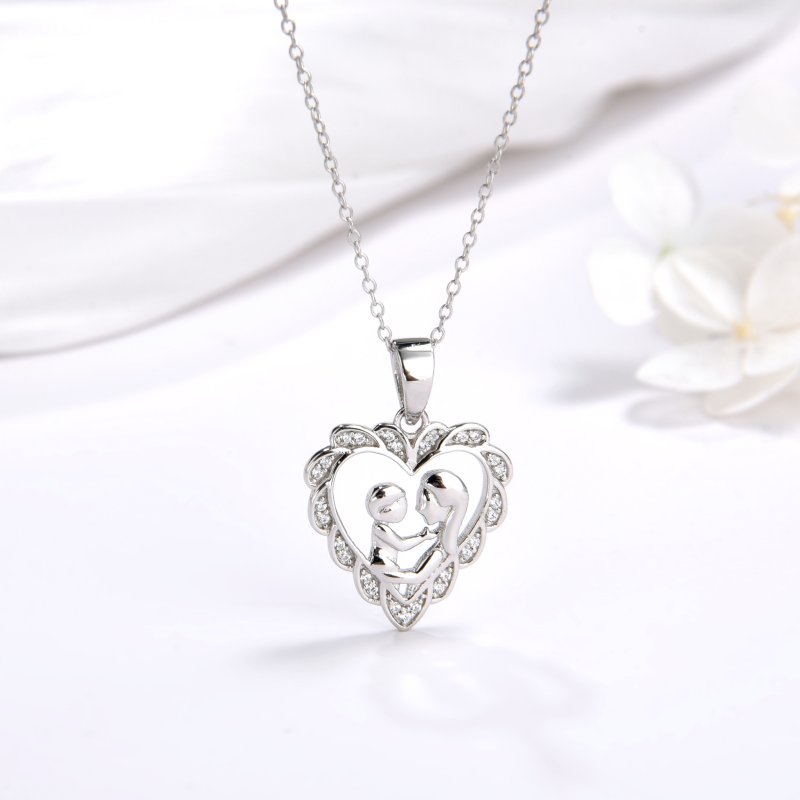 Naszyjnik srebrny łańcuszek damski matka dziecko prezent