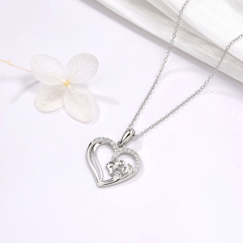 Naszyjnik srebrny łańcuszek damski matka dziecko prezent