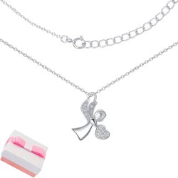 Naszyjnik srebrny łańcuszek na chrzest komunia serce aniołek srebro 925