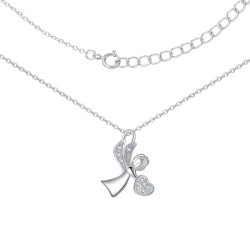 Naszyjnik srebrny łańcuszek na chrzest komunia serce aniołek srebro 925