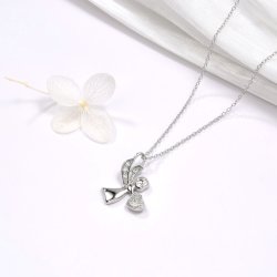 Naszyjnik srebrny łańcuszek na chrzest komunia serce aniołek srebro 925