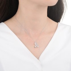 Naszyjnik srebrny łańcuszek na chrzest komunia serce aniołek srebro 925