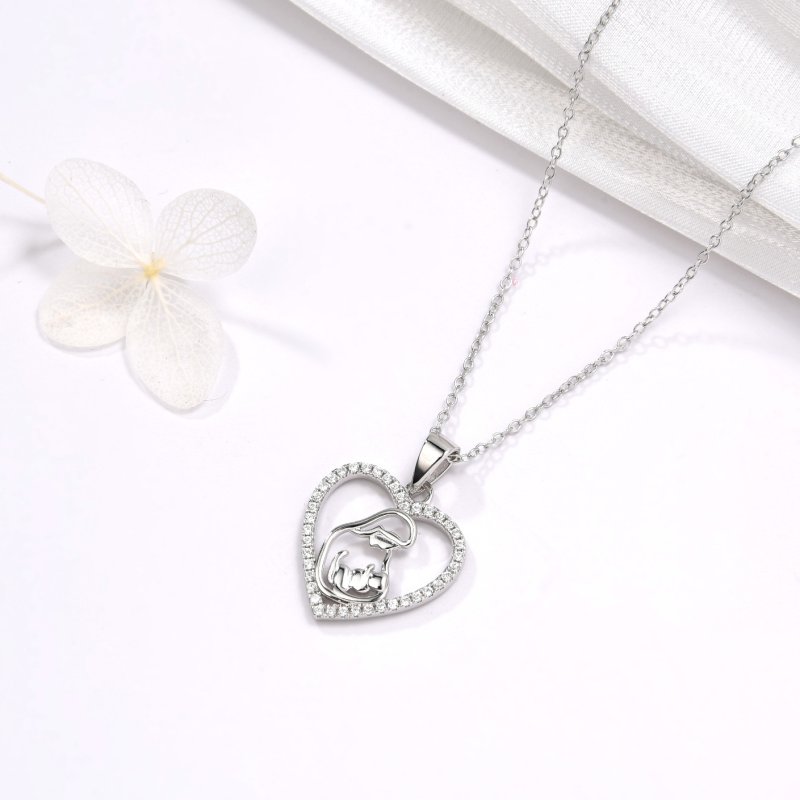 Naszyjnik srebrny łańcuszek damski matka dziecko prezent