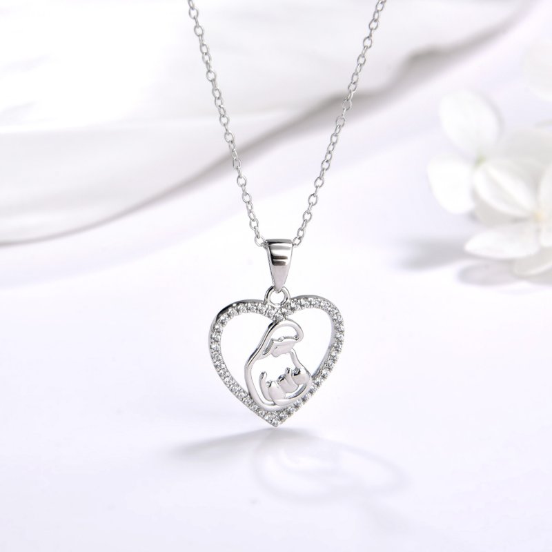 Naszyjnik srebrny łańcuszek damski matka dziecko prezent