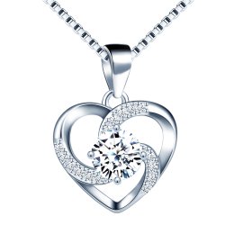 Naszyjnik srebrny rodowany 925 serce serduszko