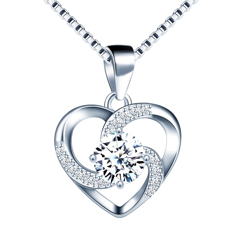 Naszyjnik srebrny rodowany 925 serce serduszko