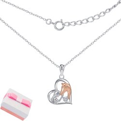 Naszyjnik srebrny łańcuszek damski z zawieszka koń konik serce srebro