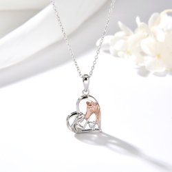 Naszyjnik srebrny łańcuszek damski z zawieszka koń konik serce srebro