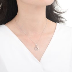 Naszyjnik srebrny 925 dziewczynka z koniem serce koń z cyrkoniami konik