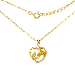 Srebrny naszyjnik 925 dziewczynka z koniem serce koń serduszko cyrkonie konik pozłacany