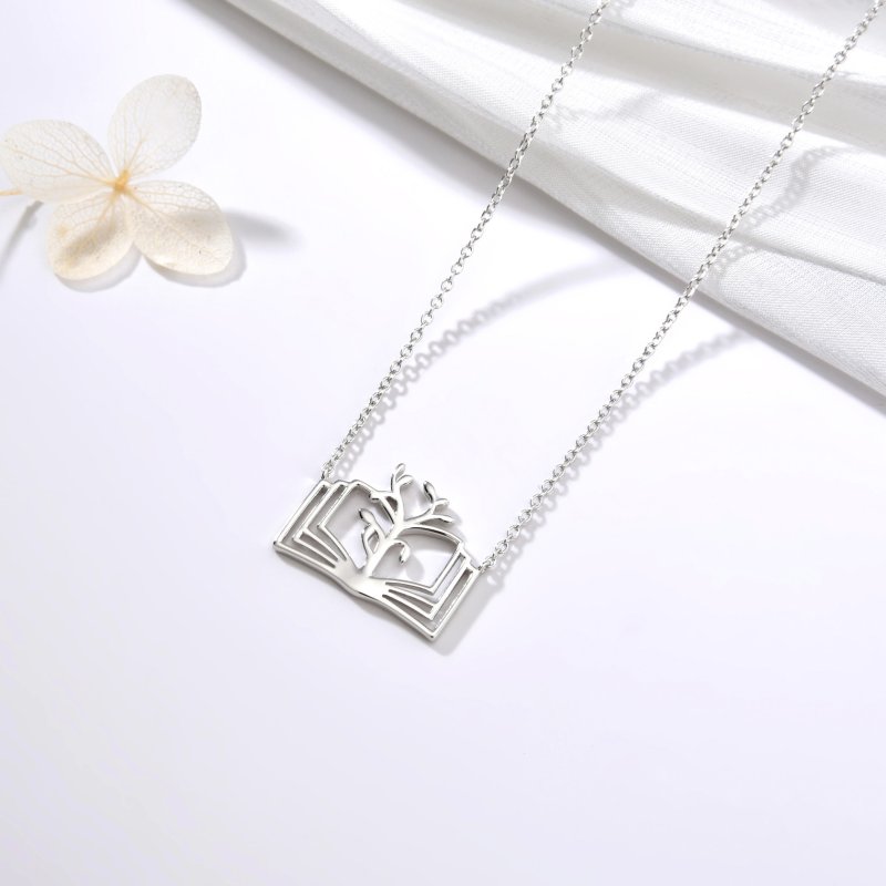 Srebrny naszyjnik łańcuszek damski książka dla nauczyciela srebro