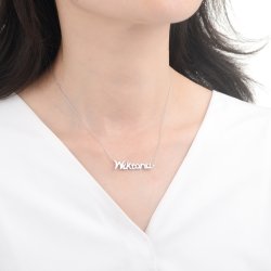 Naszyjnik srebrny łańcuszek damski imię wiktoria