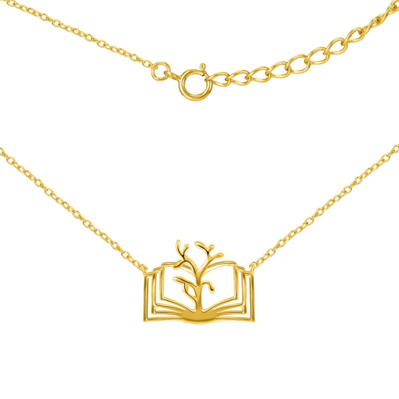 Srebrny naszyjnik łańcuszek damski książka dla nauczyciela srebro pozłacane
