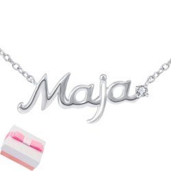 Naszyjnik srebrny łańcuszek damski imię maja