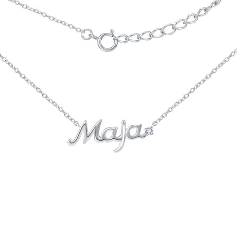 Naszyjnik srebrny łańcuszek damski imię maja