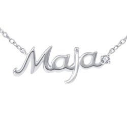 Naszyjnik srebrny łańcuszek damski imię maja