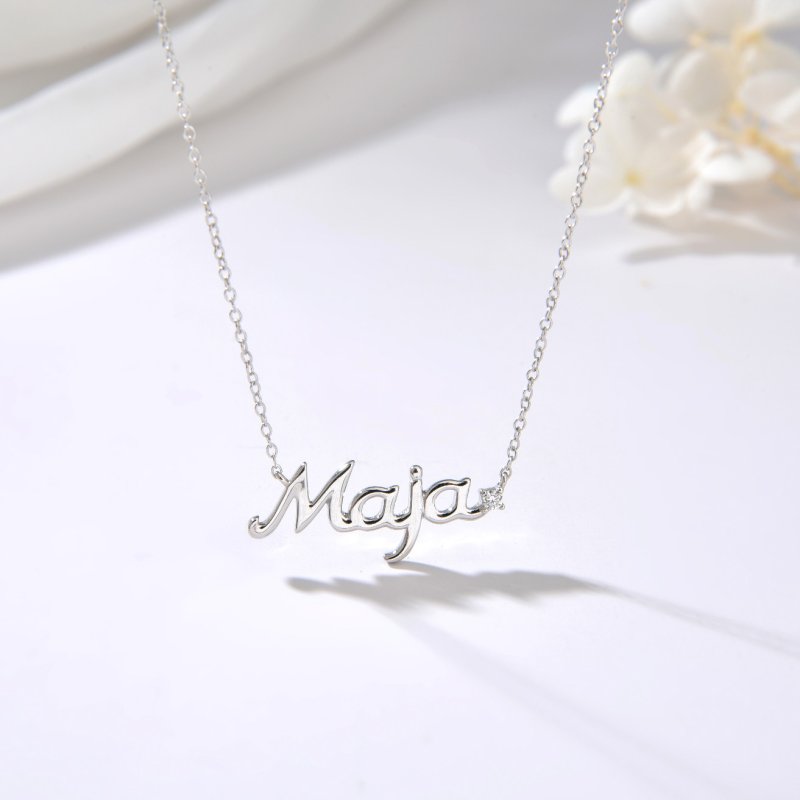 Naszyjnik srebrny łańcuszek damski imię maja