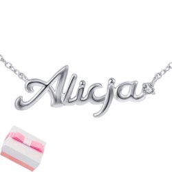 Naszyjnik srebrny łańcuszek damski imię alicja