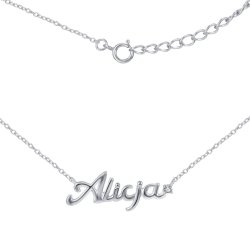 Naszyjnik srebrny łańcuszek damski imię alicja