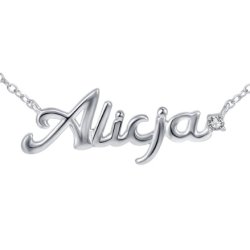Naszyjnik srebrny łańcuszek damski imię alicja