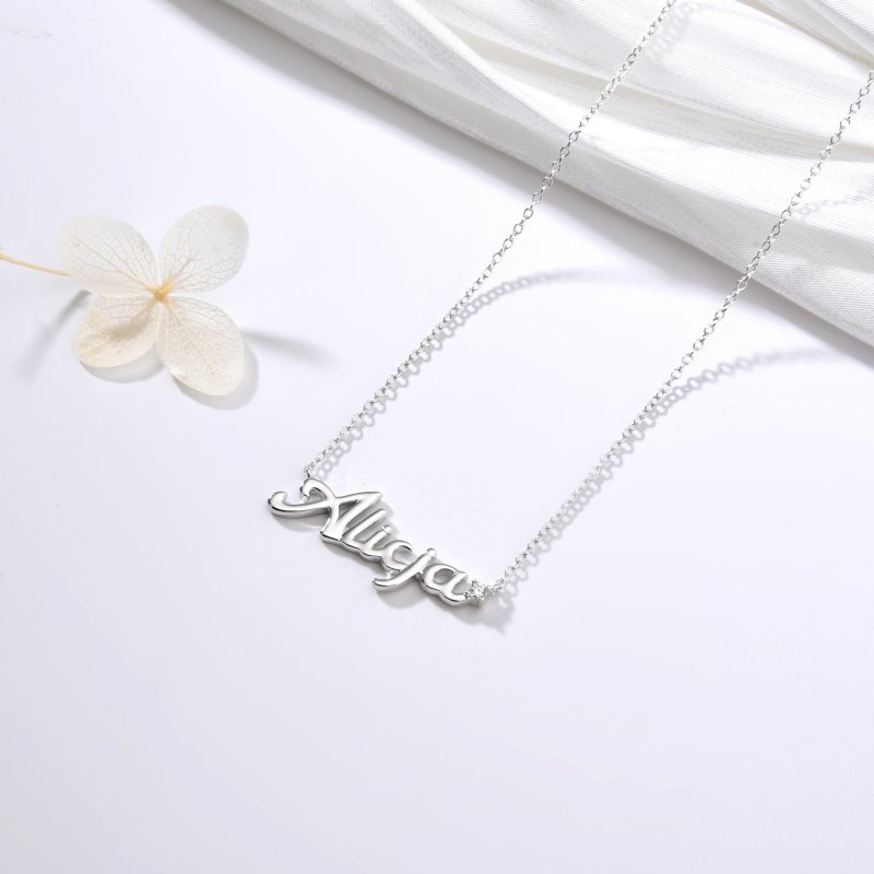 Naszyjnik srebrny łańcuszek damski imię alicja