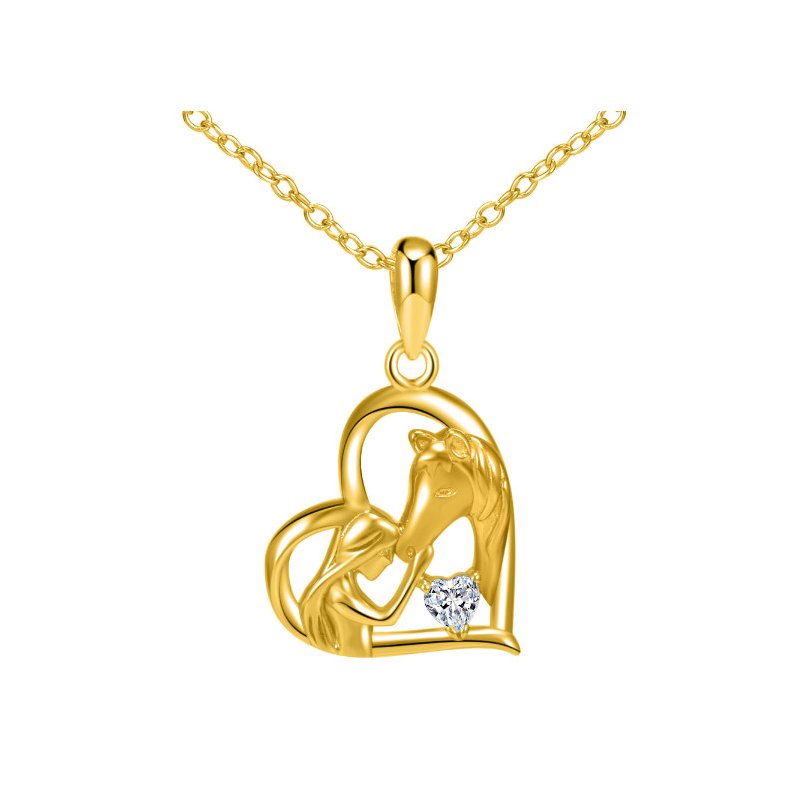 Srebrny naszyjnik łańcuszek damski konik koń srebro pozłacane elegancja