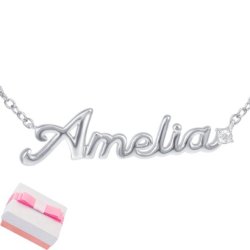 Naszyjnik srebrny łańcuszek damski imię amelia