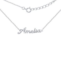 Naszyjnik srebrny łańcuszek damski imię amelia