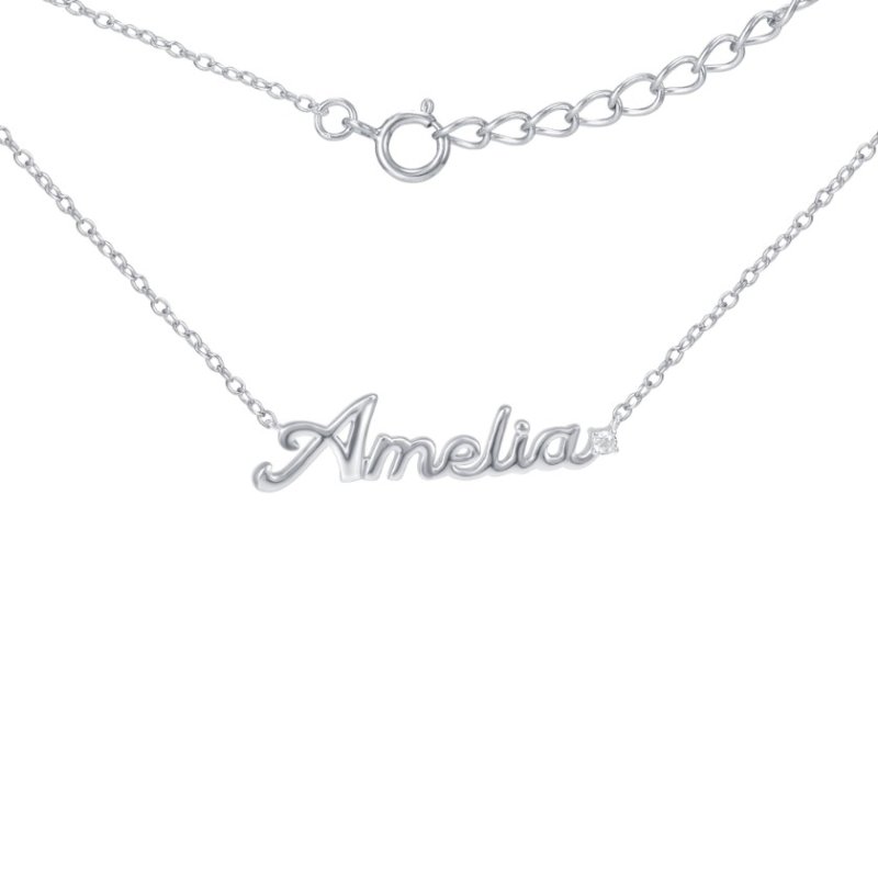 Naszyjnik srebrny łańcuszek damski imię amelia