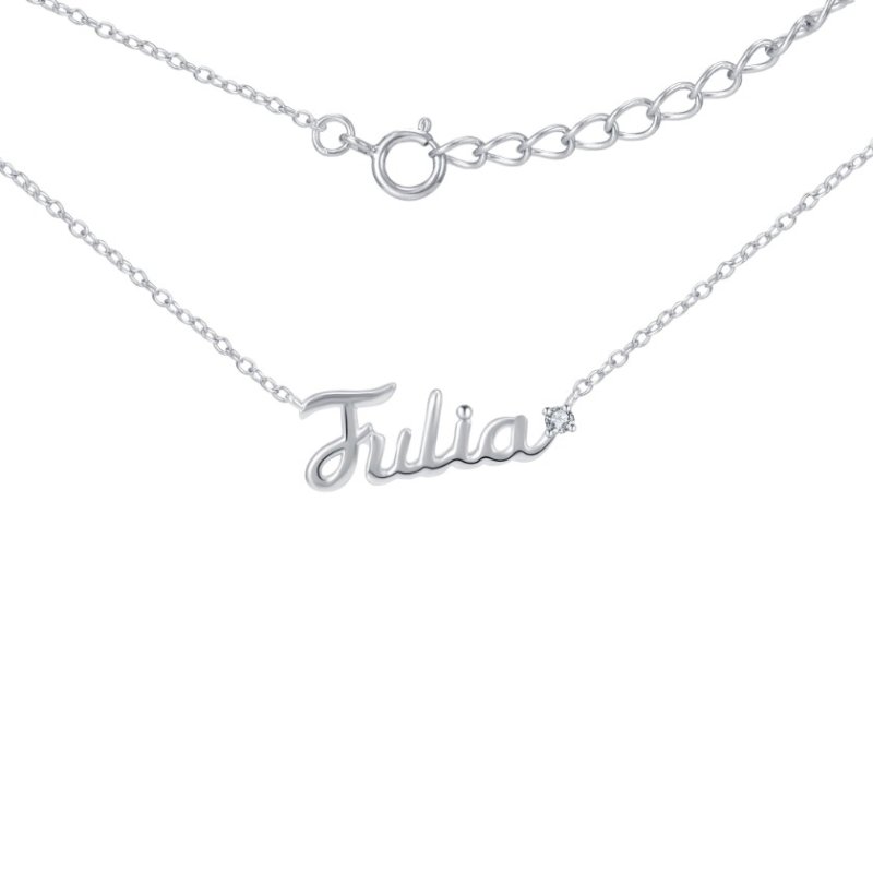 Naszyjnik srebrny łańcuszek damski imię julia