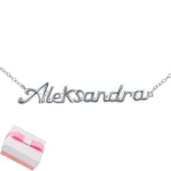 Naszyjnik srebrny łańcuszek damski imię aleksandra