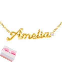 Srebrny naszyjnik łańcuszek damski imię srebro pozłacane 925 amelia