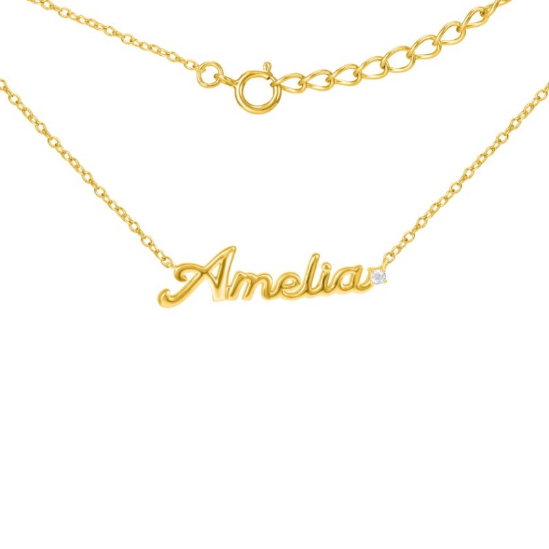 Srebrny naszyjnik łańcuszek damski imię srebro pozłacane 925 amelia