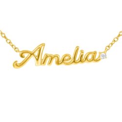 Srebrny naszyjnik łańcuszek damski imię srebro pozłacane 925 amelia