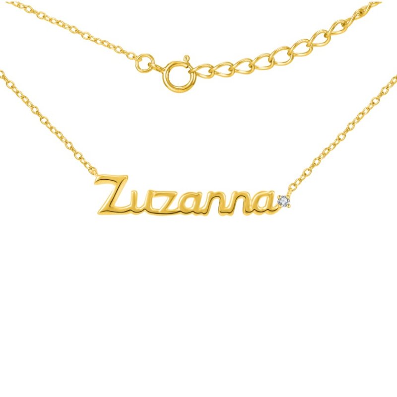 Srebrny naszyjnik łańcuszek damski imię srebro pozłacane 925 zuzanna