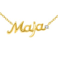Srebrny naszyjnik łańcuszek damski imię srebro pozłacane 925 maja